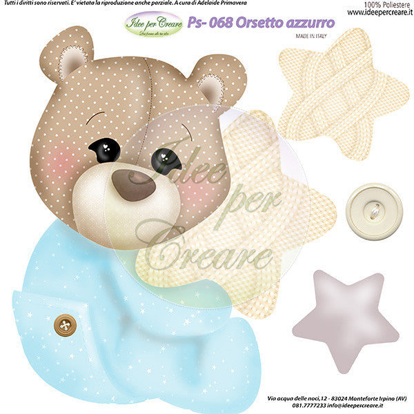 Pannello Orsetto Celeste 25x25 - PS068 - Idee per Creare