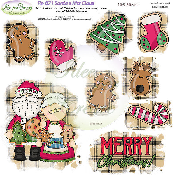 Pannello Santa e Mrs Claus 25x25 - PS071 - Idee per Creare