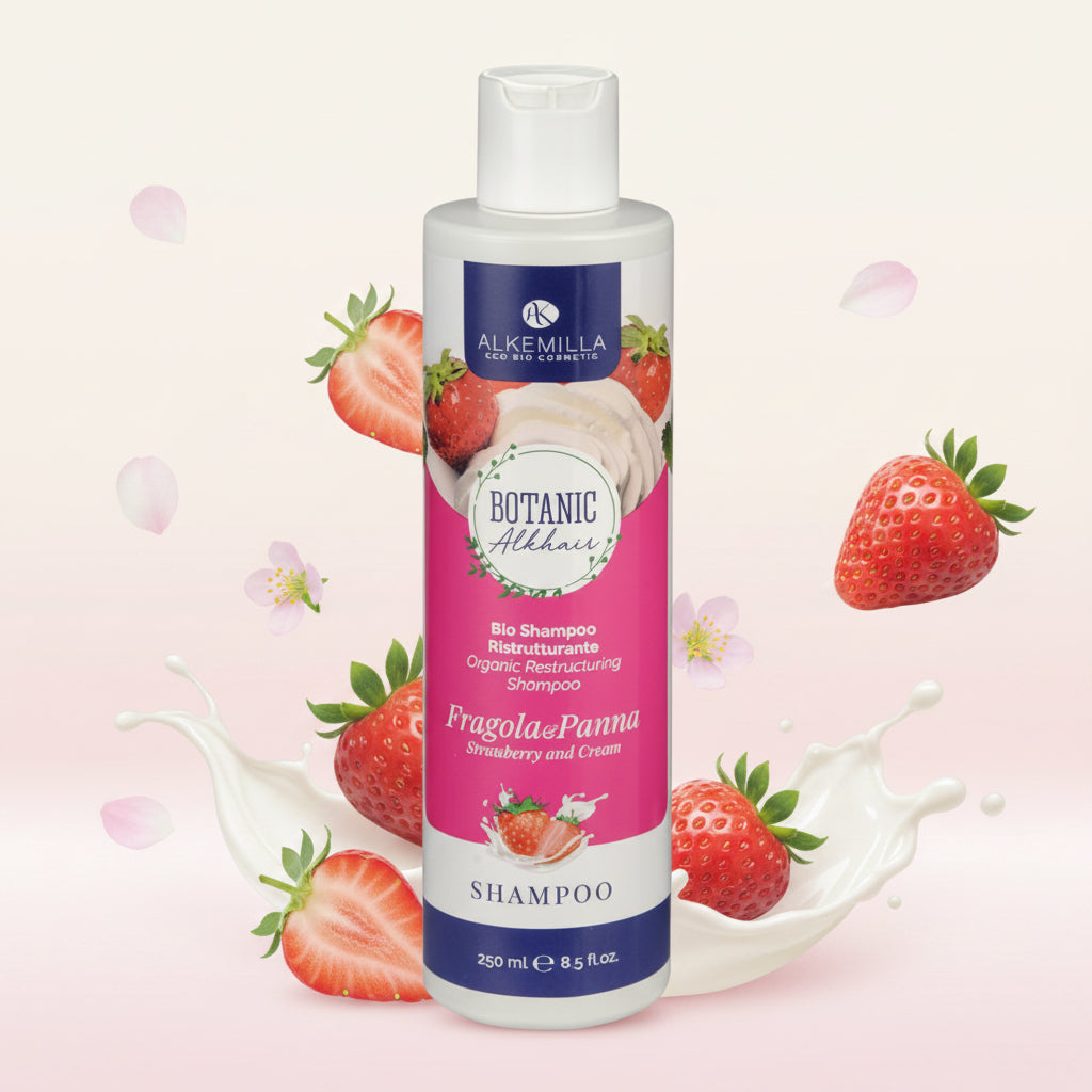 Bio Shampoo Ristrutturante Panna e Fragola - Alkemilla - Desideri e Follie
