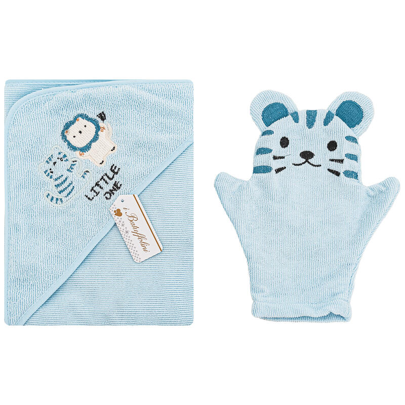 ACCAPPATOIO NEONATO TRIANGOLO RICAMATO+GUANTO SPUGNA- BATUFFOLINI