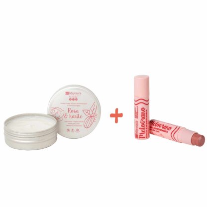 Salvadanaio Volpe Artica Mani e Labbra - Crema mani Rosa&karité + Biocao