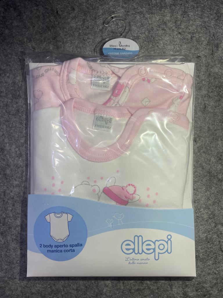 Body neonato bimbo bimba manica corta 3 mesi 62cm - Ellepi - Desideri e Follie
