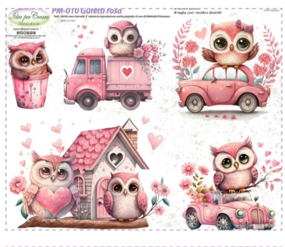 Pannello Gufetti Rosa - PM010 - Idee Per Creare