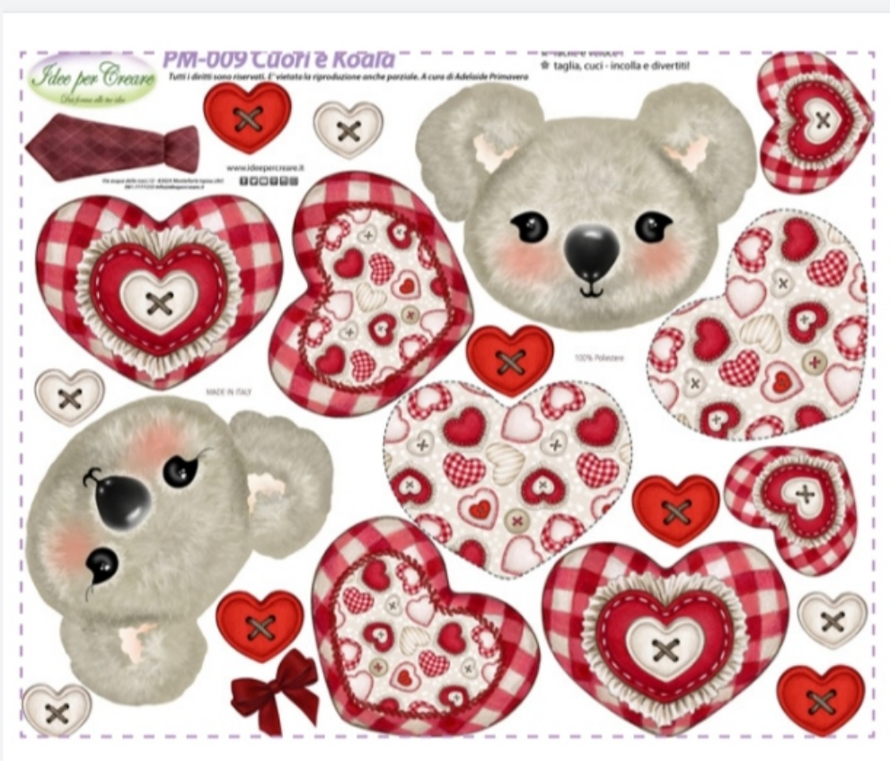 Pannello Cuori e Koala - PM009 - Idee Per Creare