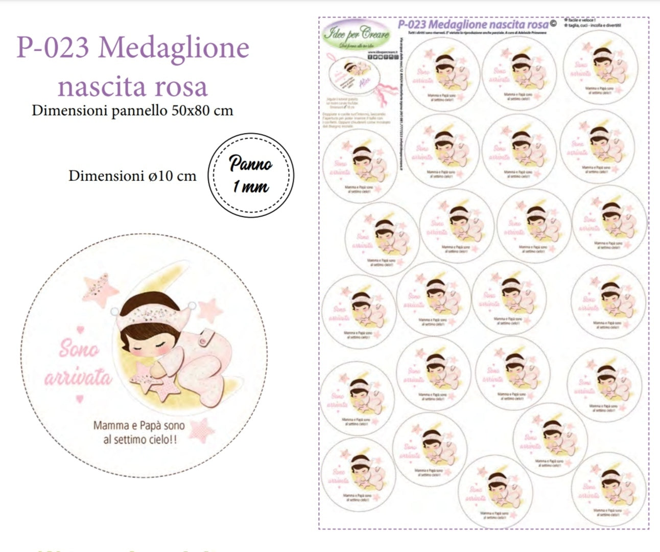 Pannello Medaglione Nascita Rosa - P023 - Idee per creare