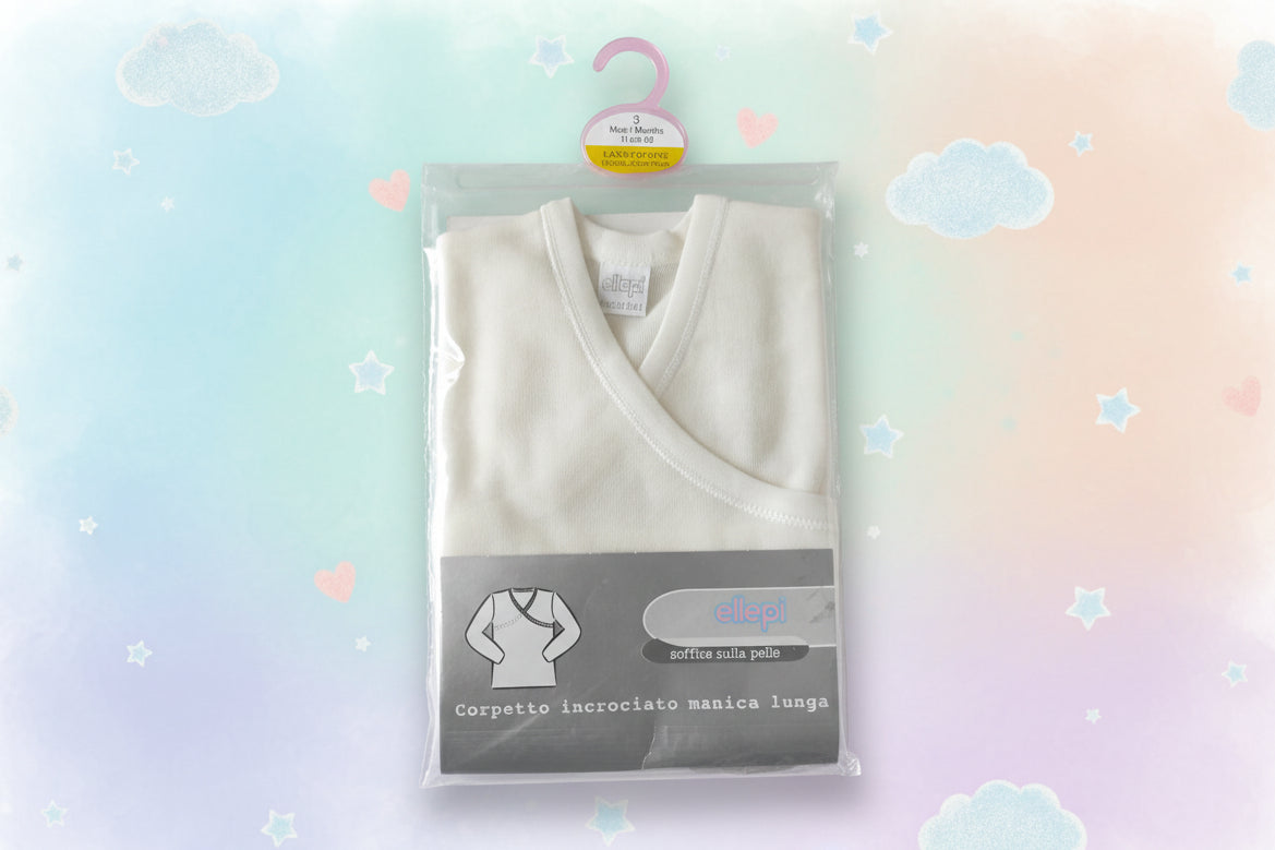 Corpetto incrociato lana/cotone Bimba/Bimbo manica lunga -lana/cotone - Ellepi - Desideri e Follie
