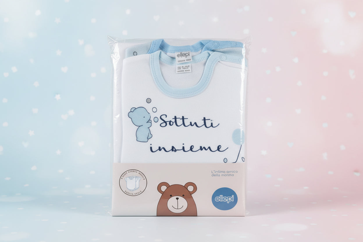 Coppia Body Bimba/Bimbo manica corta 3 mesi -Cotone Ellepi - Desideri e Follie