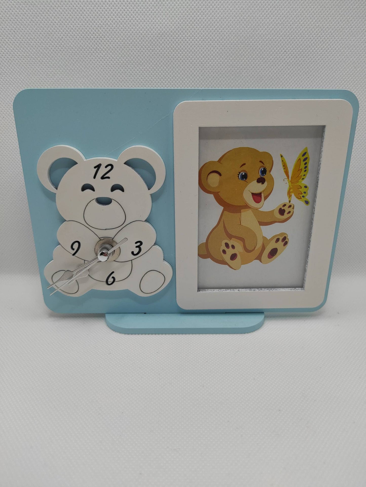 Cornice Portafoto con orologio Azzurro Orso