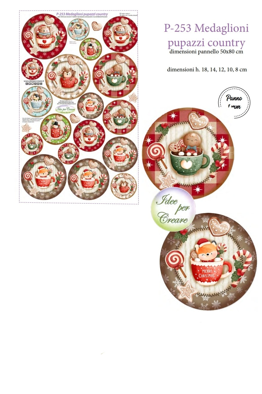 Pannello Medaglioni Pupazzi Country - P253 - Idee Per Creare