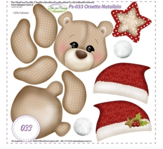 Pannello Orsetto Natalizio 25x25 - PS033 - Idee per Creare