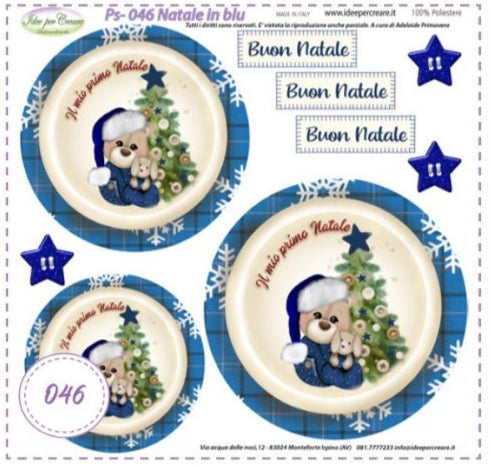 Pannello Natale in Blu 25x25 - PS046 - Idee per Creare