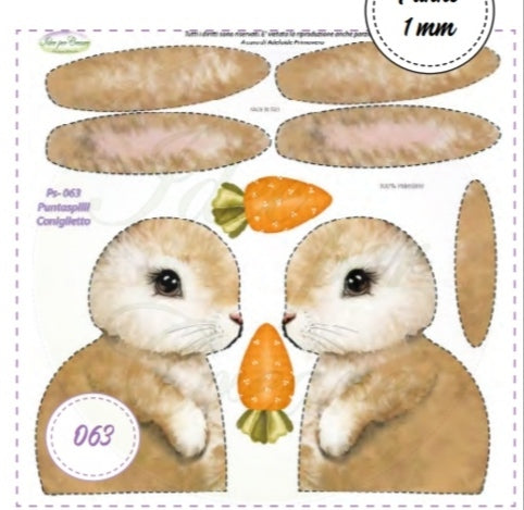 Pannello Coniglio Puntaspilli PS-063 - Idee per Creare
