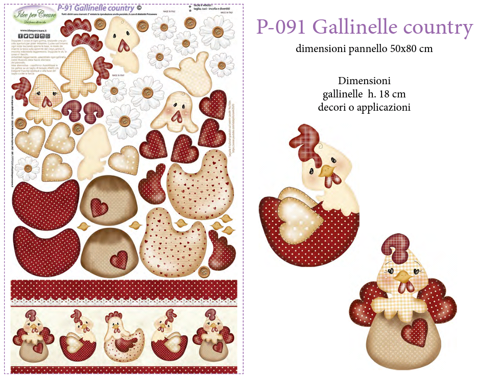 Pannello Gallinelle Country P091 - Idee per Creare – Desideri e Follie