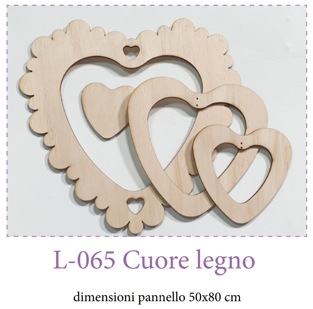 Motivi in legno Cuore smerlato cm22 L065 - Idee per Creare