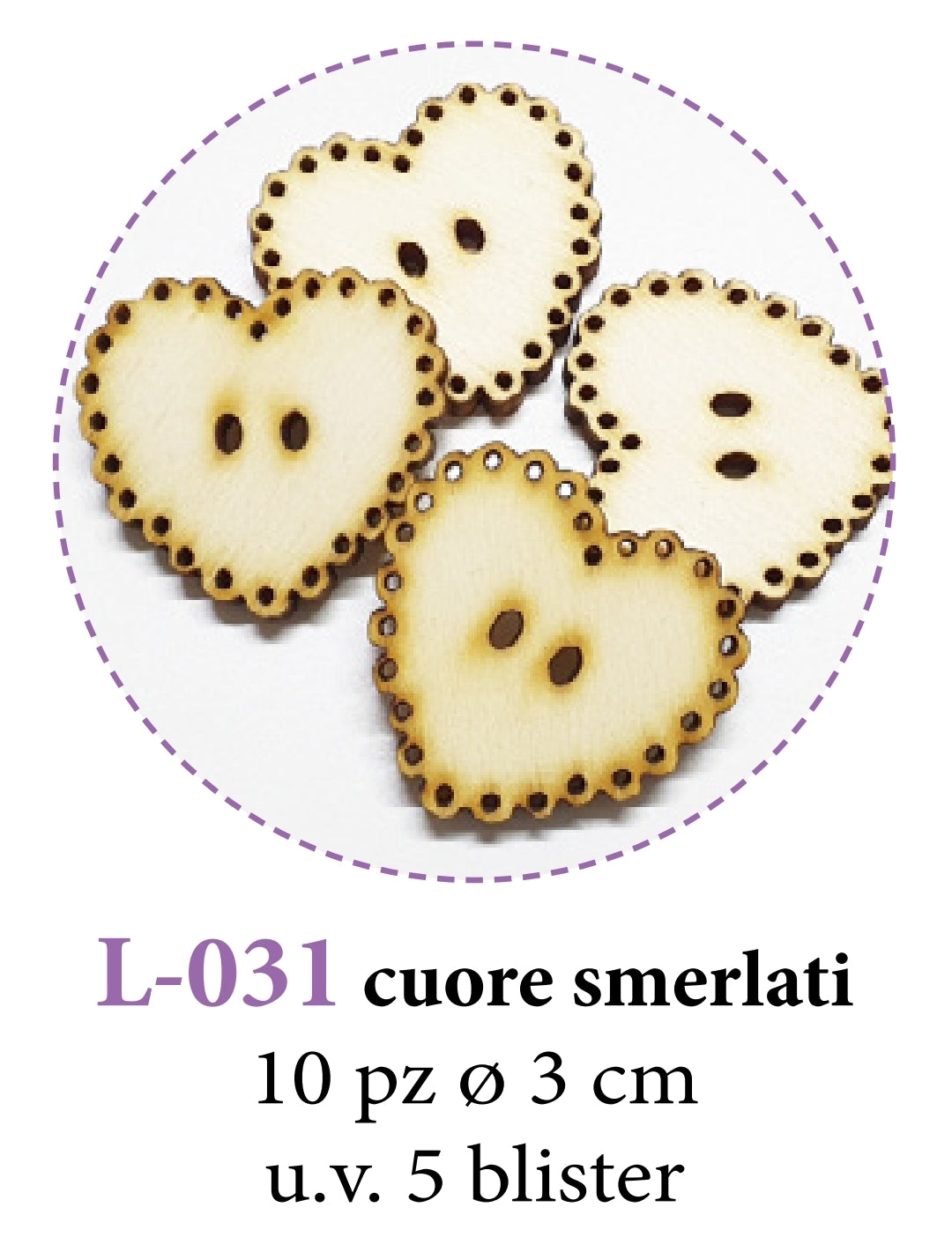 Motivi in legno Bottoncini smerlati cm3 L031 - Idee per Creare