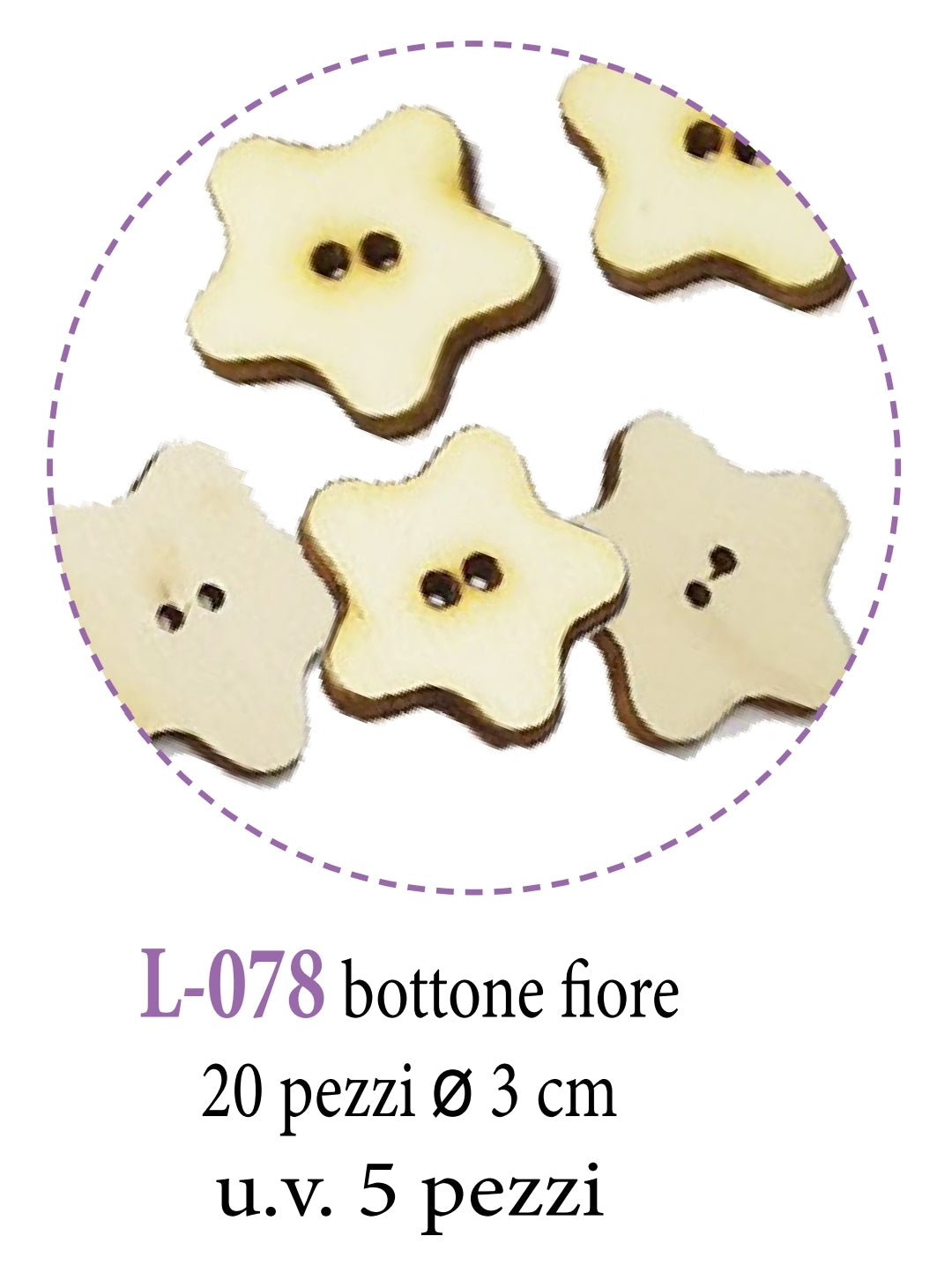 Motivi in legno Bottoncini fiori cm3 L078 - Idee per Creare