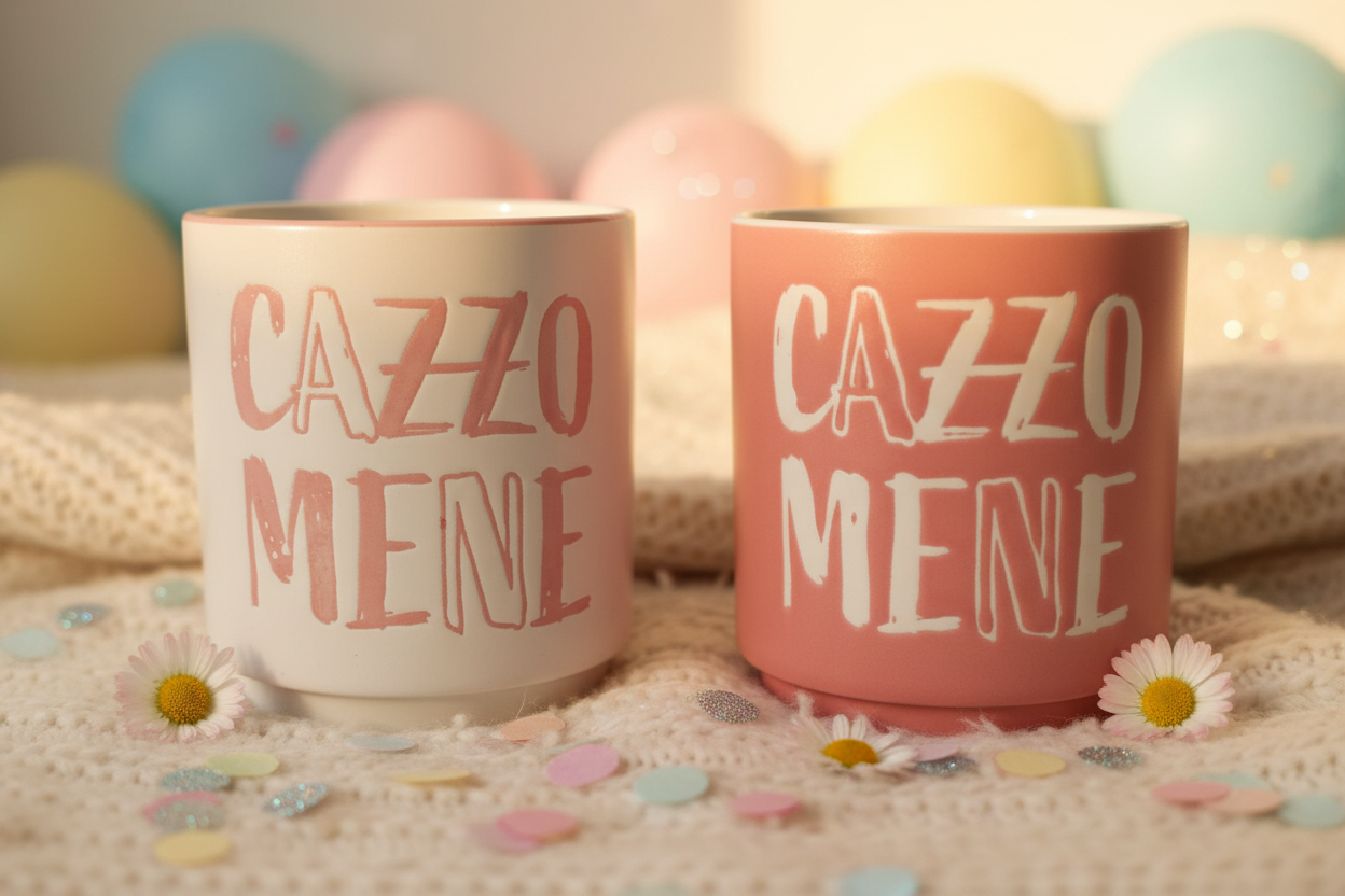 Tazza senza manico con scritta simpatica - Desideri e Follie