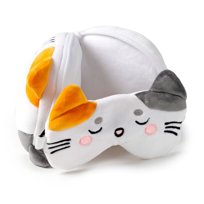 Cuscino da Viaggio con Maschera Relaxeazzz - Lola la Gatta - Animali Dolci