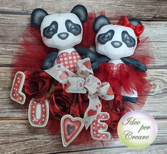 Pannello Panda Innamorati Love P163 - Idee per Creare