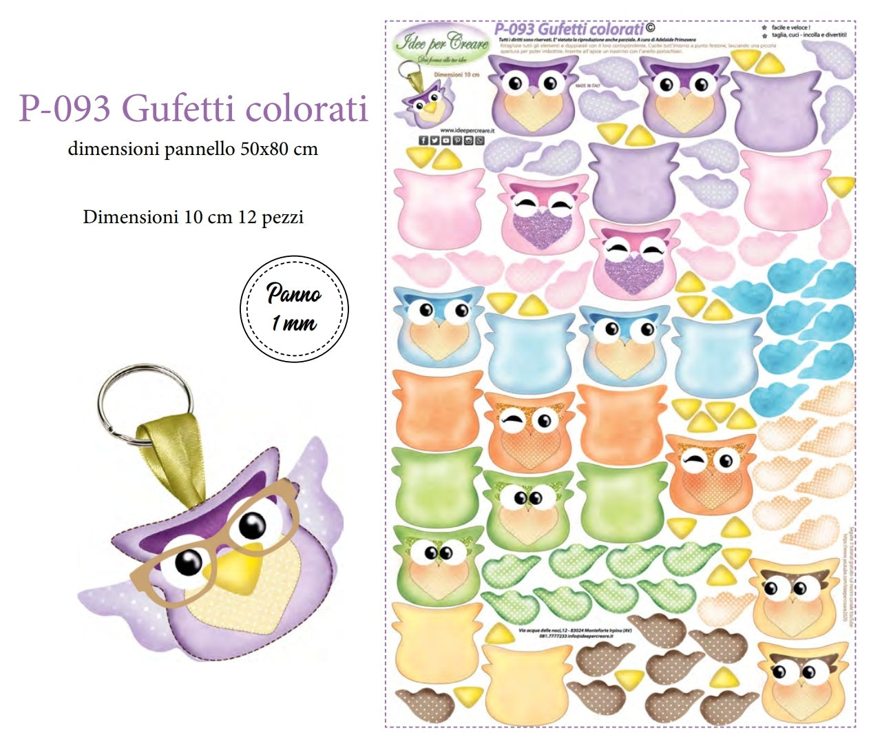 Pannello Gufetti colorati P093 - Idee per Creare