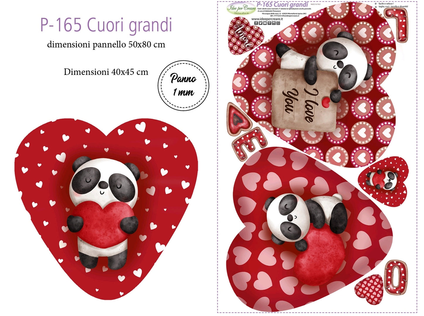 Pannello Cuori Grandi Love P165 - Idee per Creare