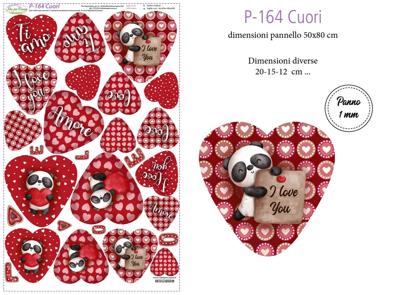 Pannello Cuori Love P164 - Idee per Creare