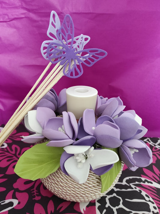 Profumatore ambiente con gomma eva (crepla) fiori viola e bianco - HandMade