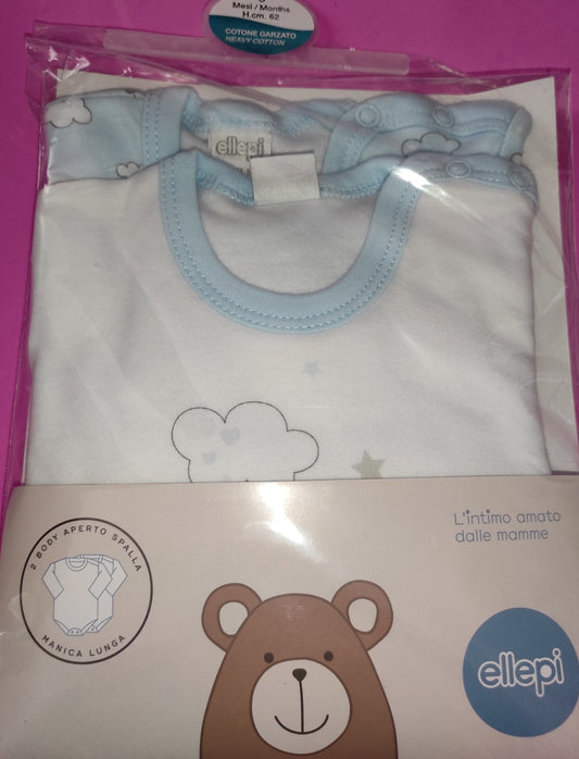 Coppia Body Bimba/Bimbo manica lunga 3 mesi - Ellepi