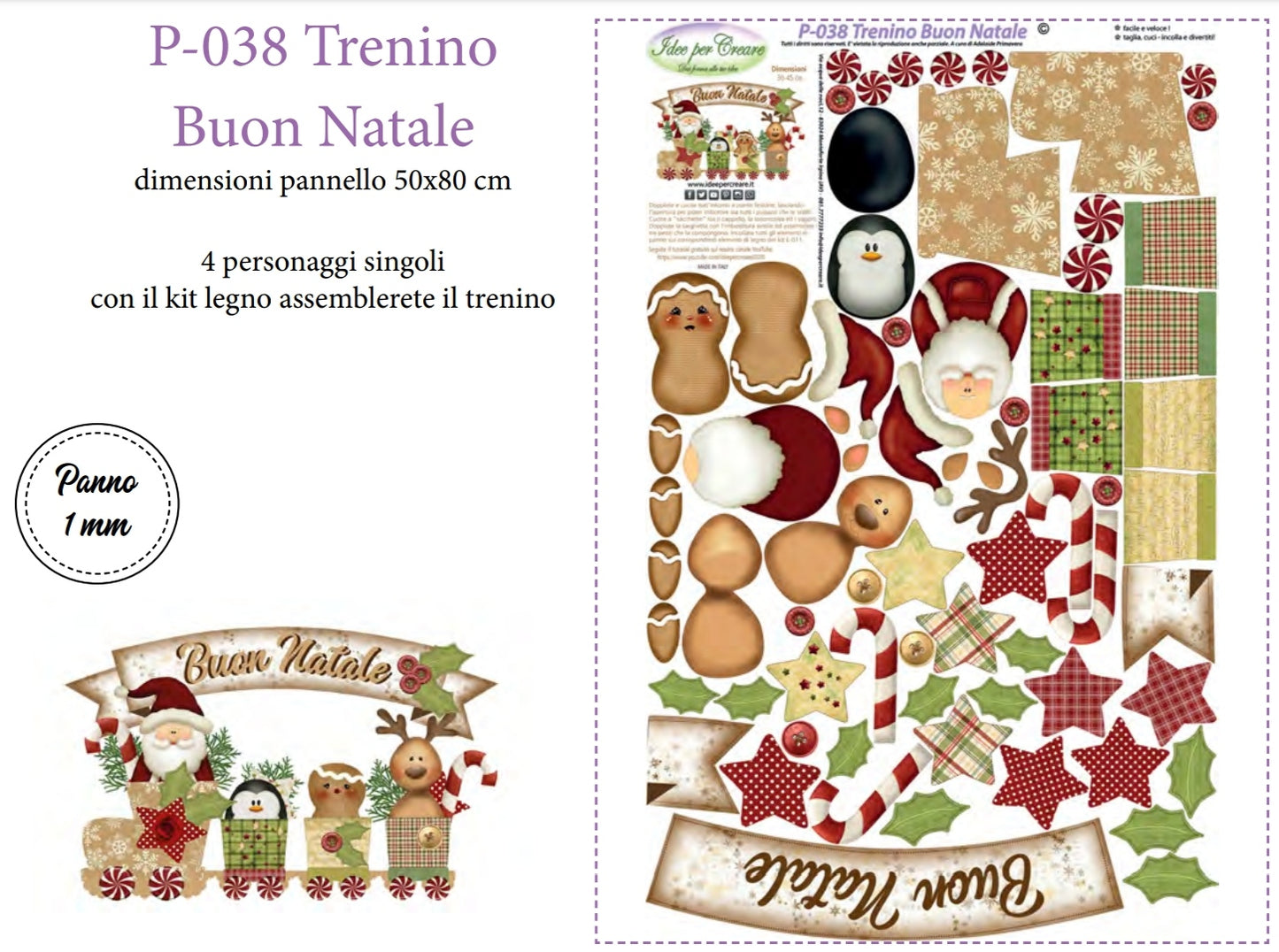 Pannello Trenino Buon Natale - P038 - Idee Per Creare