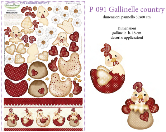 Pannello Gallinelle Country P091 - Idee per Creare