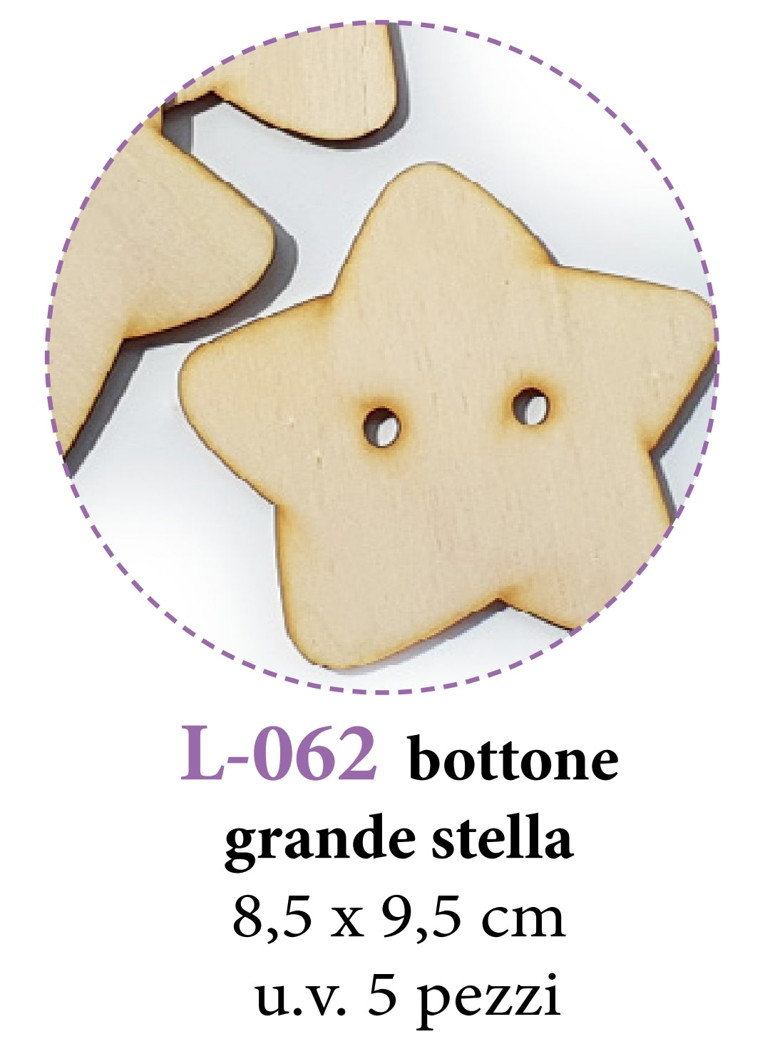 Motivi in legno Bottone stella L062 - Idee per Creare