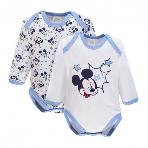 2 Body Disney Manica Lunga Bimbo 1 mese - Ellepi